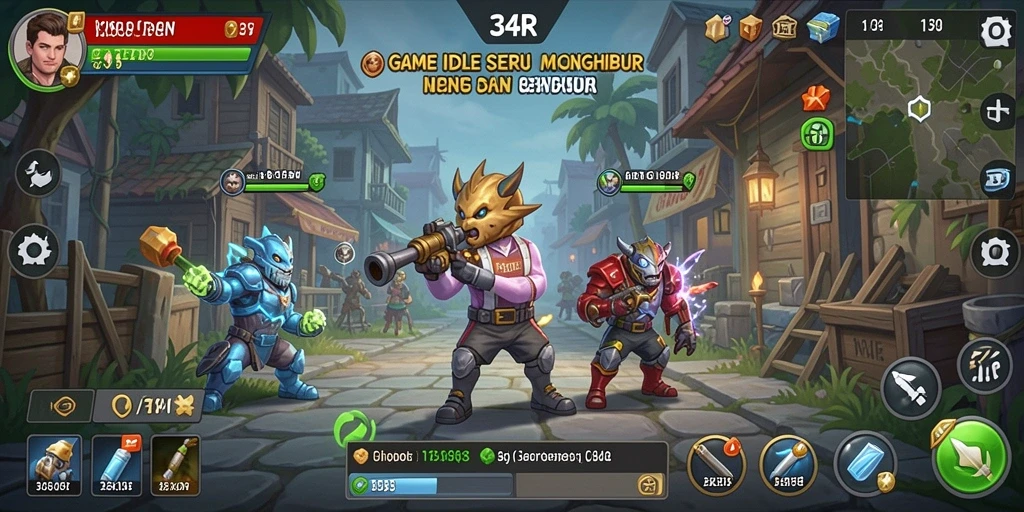 Tampilan gameplay utama 34R yang menarik dan seru.