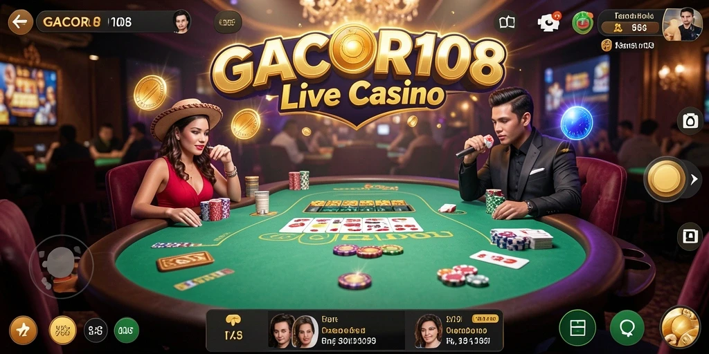 Tampilan gameplay Live Casino GACOR108 dengan dealer profesional.