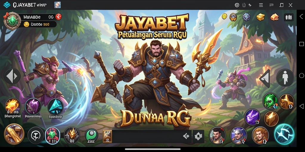 Tampilan screenshot gameplay JAYABET dengan pertarungan epik dan strategi RPG.