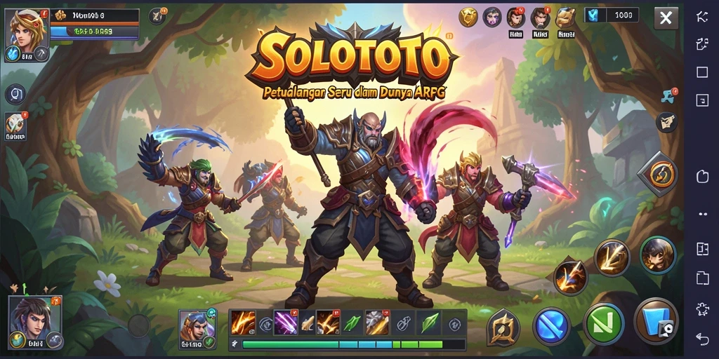 Screenshot utama SOLOTOTO menunjukkan pertarungan seru dalam dunia ARPG.