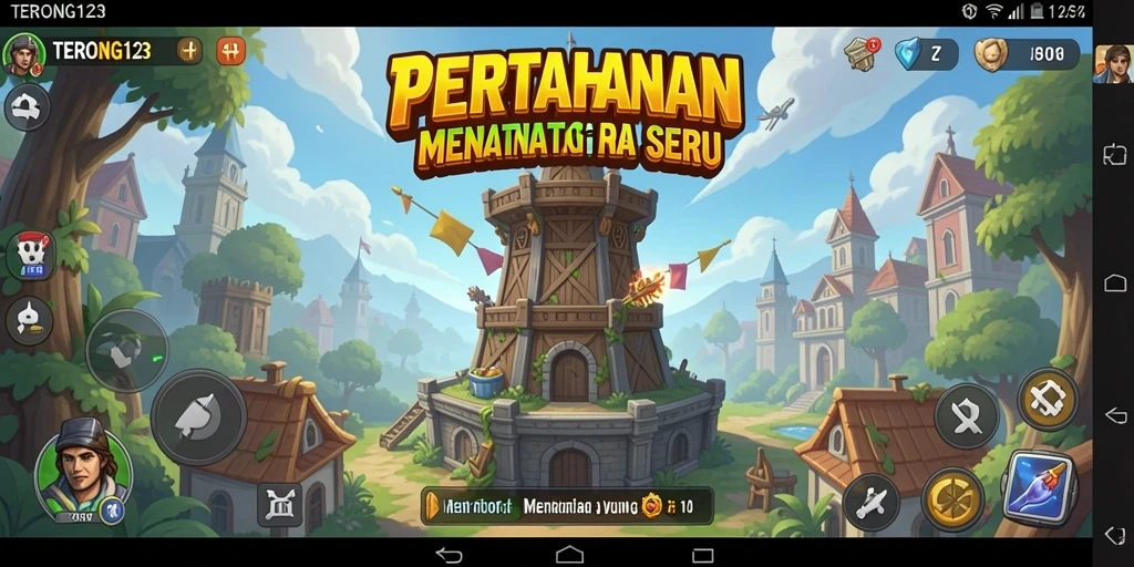 Tampilan layar dari gameplay menara yang intens dan strategis.